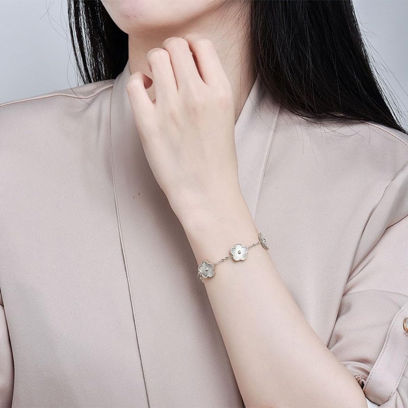 FLY FEI 18K Gold-Plated Four Leaf Clover Bracelet for Women,Adjustable lucky Bracelet Set Jewelry Gift-Hypoallergenic Charm for Birthdays, Wellness & Daily Wear - Image 5